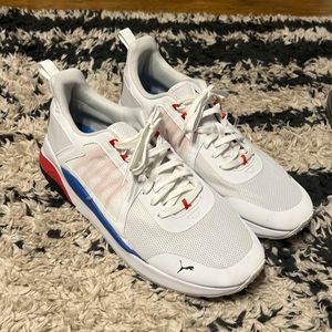 Mens Puma size 13 Anzarun white high risk red shoes